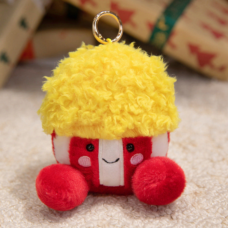 Plush Star-Shaped Keychain Charm with Embroidered Smile and Metal Ring Kalsten