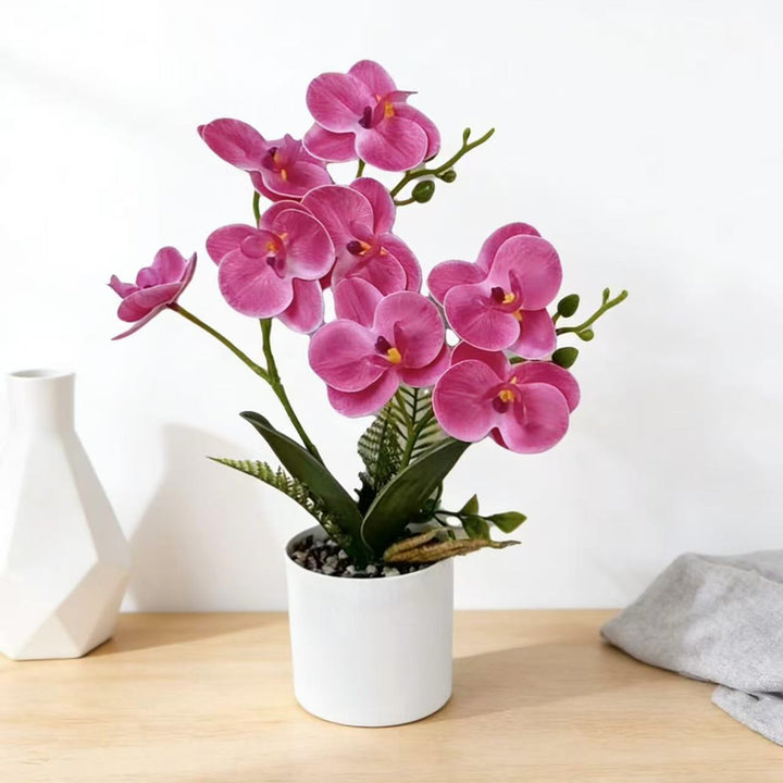 Lifelike Artificial Orchid Plant Arrangement for Indoor Display
