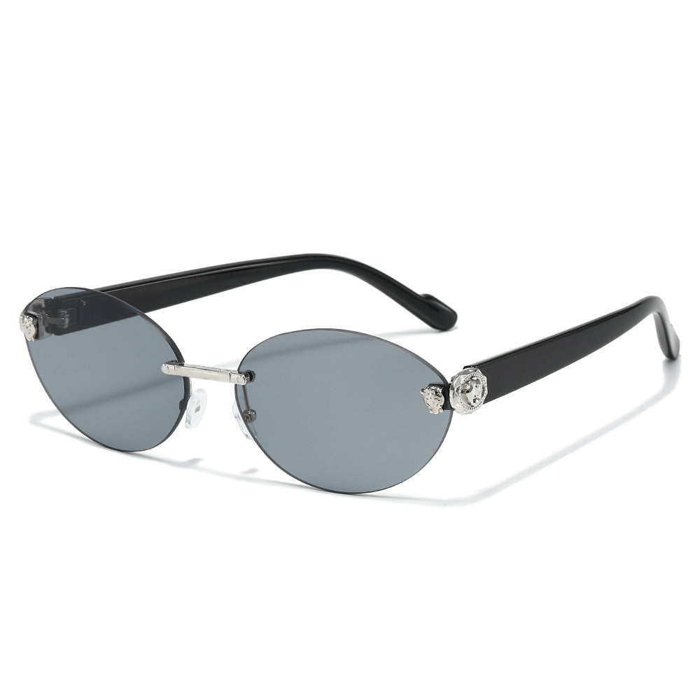 Designer Oval Frame Sunglasses with Decorative Accents Kalsten