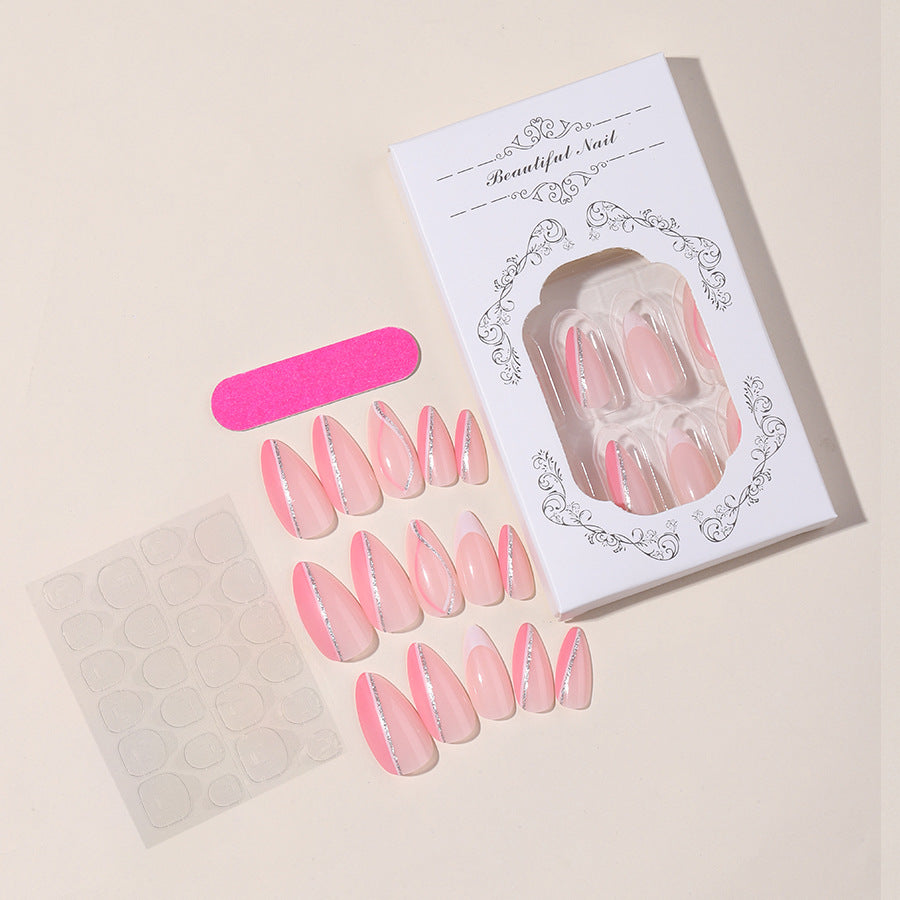 Elegant Press-On Nail Art Set with Butterfly and Glitter Accents Kalsten