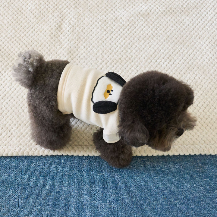 Plush Fleece Dog Sweater with Embroidered Monkey Patch