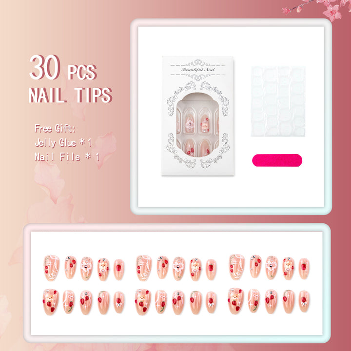 Elegant Hand-Painted Press-On Nails Set