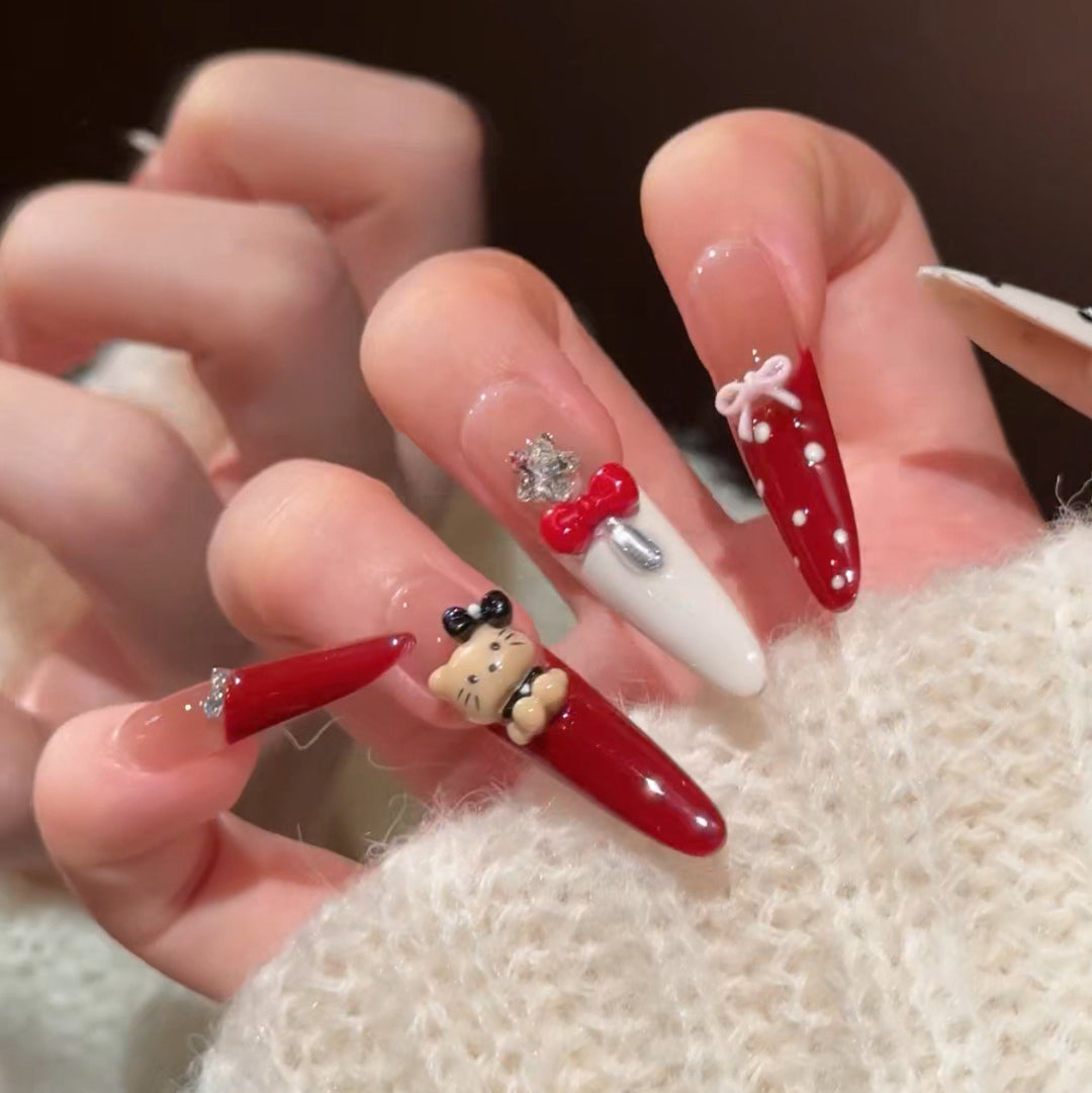 Artistic Press-On Nail Set with Holiday Designs Kalsten