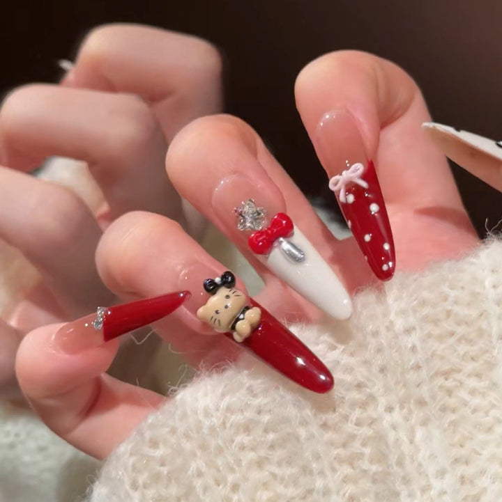 Artistic Press-On Nail Set with Holiday Designs Kalsten