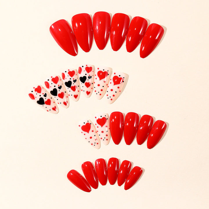 Heart-Themed Press-On Nail Art Set Kalsten