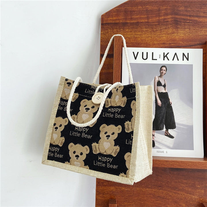 Cute Bear-Themed Canvas Tote Bag