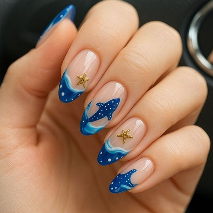 Artistic Ocean-Inspired Stiletto Nail Art Kalsten