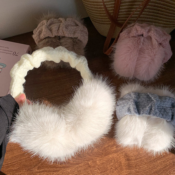 Plush Faux-Fur Winter Earmuffs with Quilted Knit Headband Kalsten