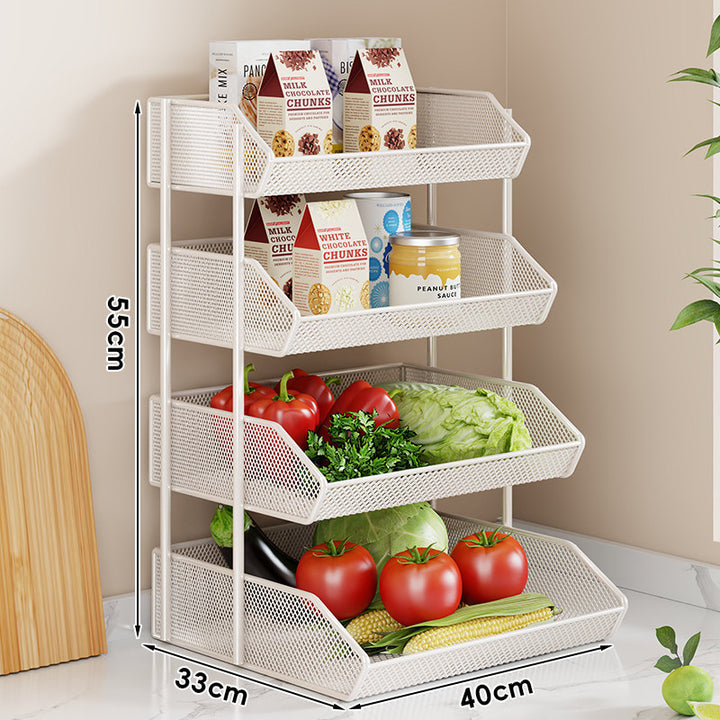 Triple-Tier Metal Mesh Countertop Produce and Pantry Organizer