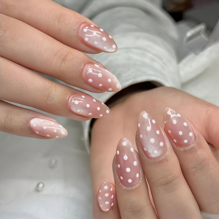 Artistic Almond-Shaped Press-On Nail Set with Whimsical Dot Design Kalsten