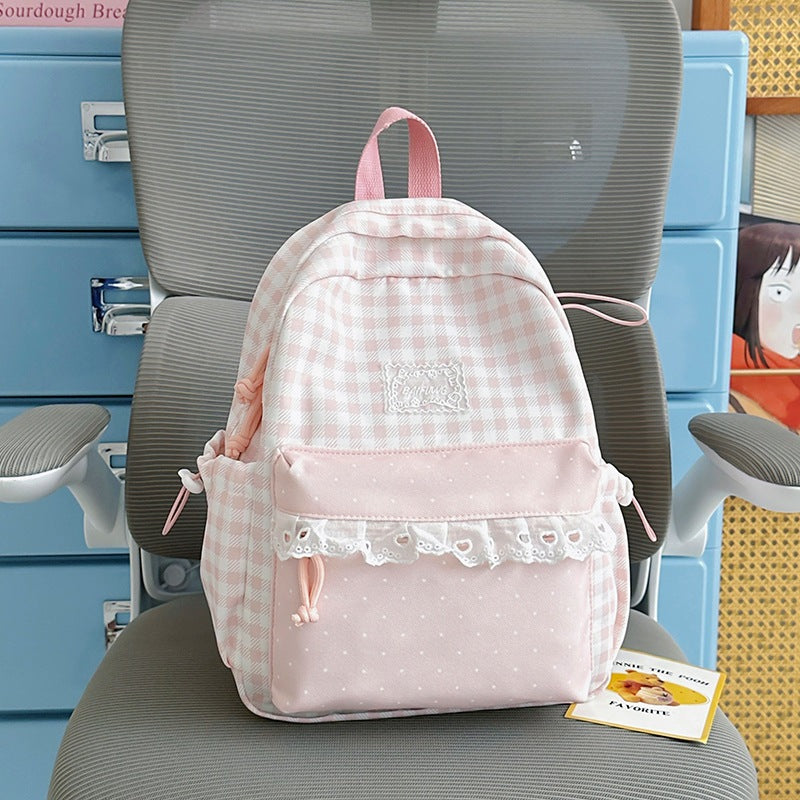 Cute Checkered Pattern Backpack Kalsten