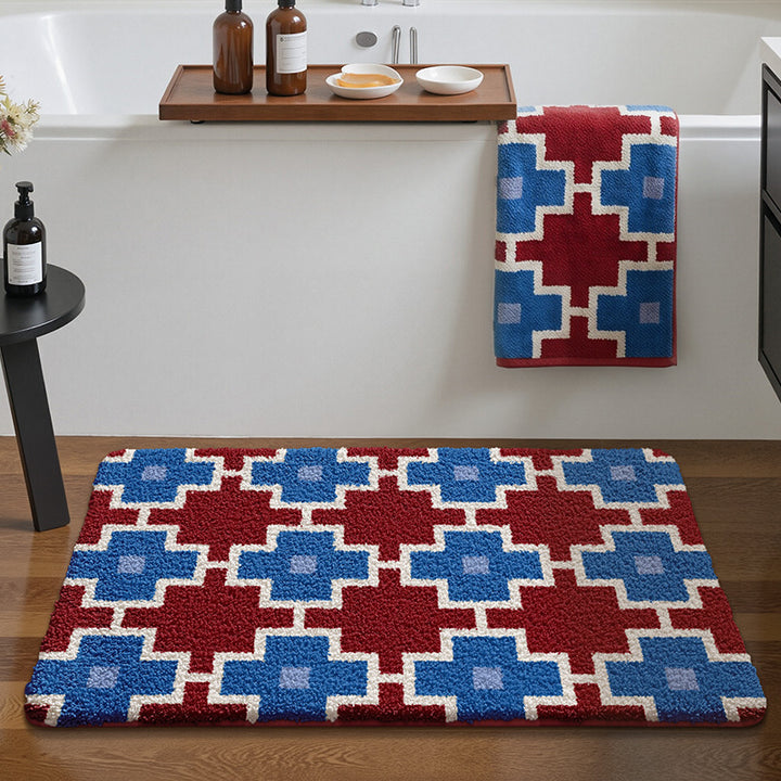 Soft Plush Checkered Bath Mat Kalsten