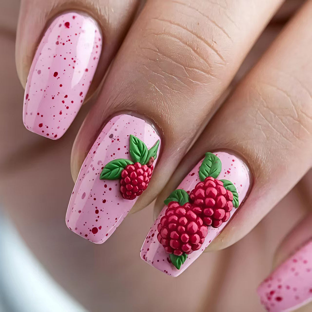 Artificial nails with Playful Raspberry Design Kalsten