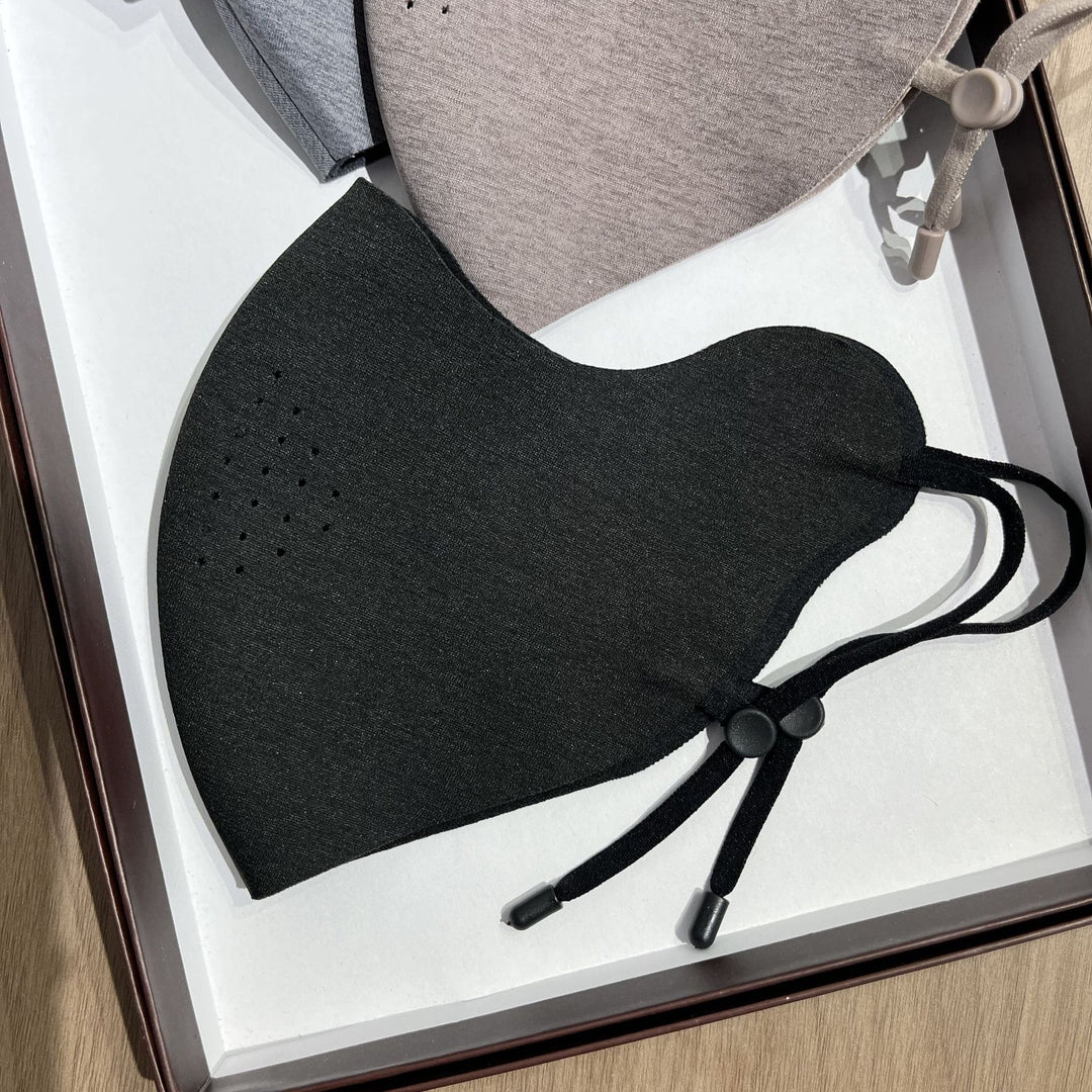 Contoured Reusable Breathable Fabric Face Mask with Adjustable Toggle Ear Loops and Micro Vent Perforations Kalsten