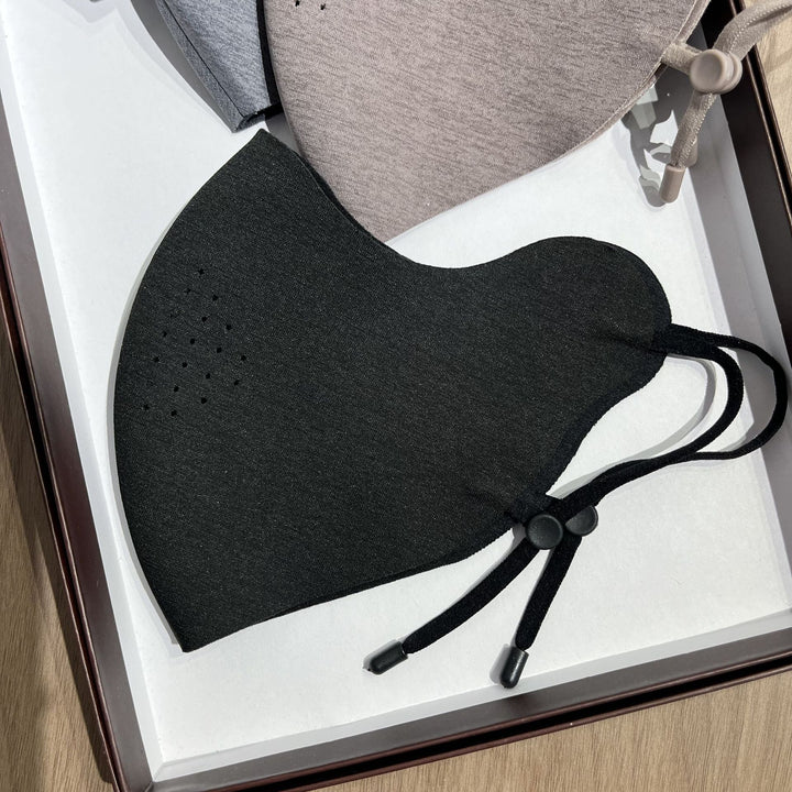Contoured Reusable Breathable Fabric Face Mask with Adjustable Toggle Ear Loops and Micro Vent Perforations Kalsten