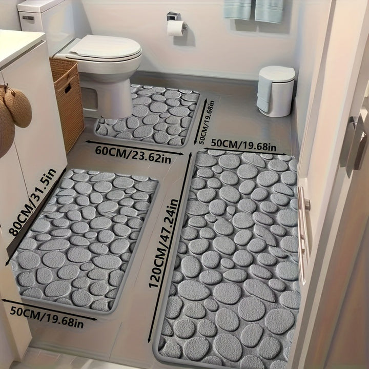 Textured Stone Design Bath Mat Set