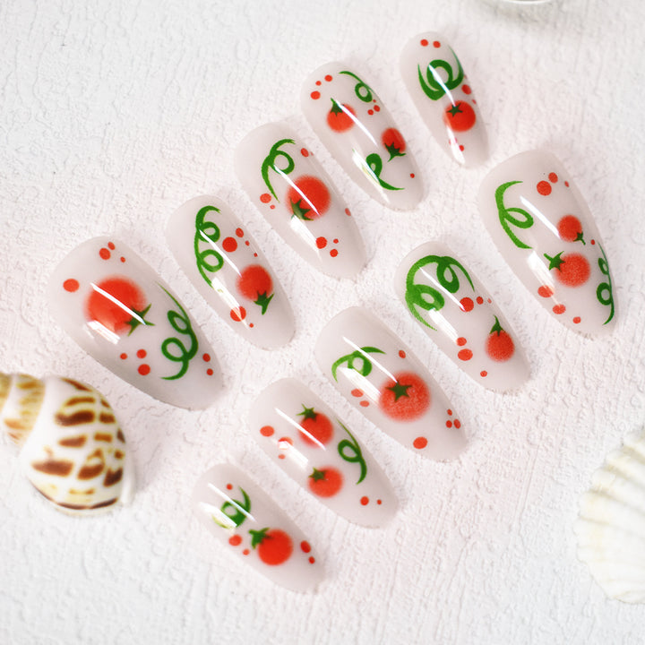 Themed Press-On Nail Art with Tomato Design Kalsten
