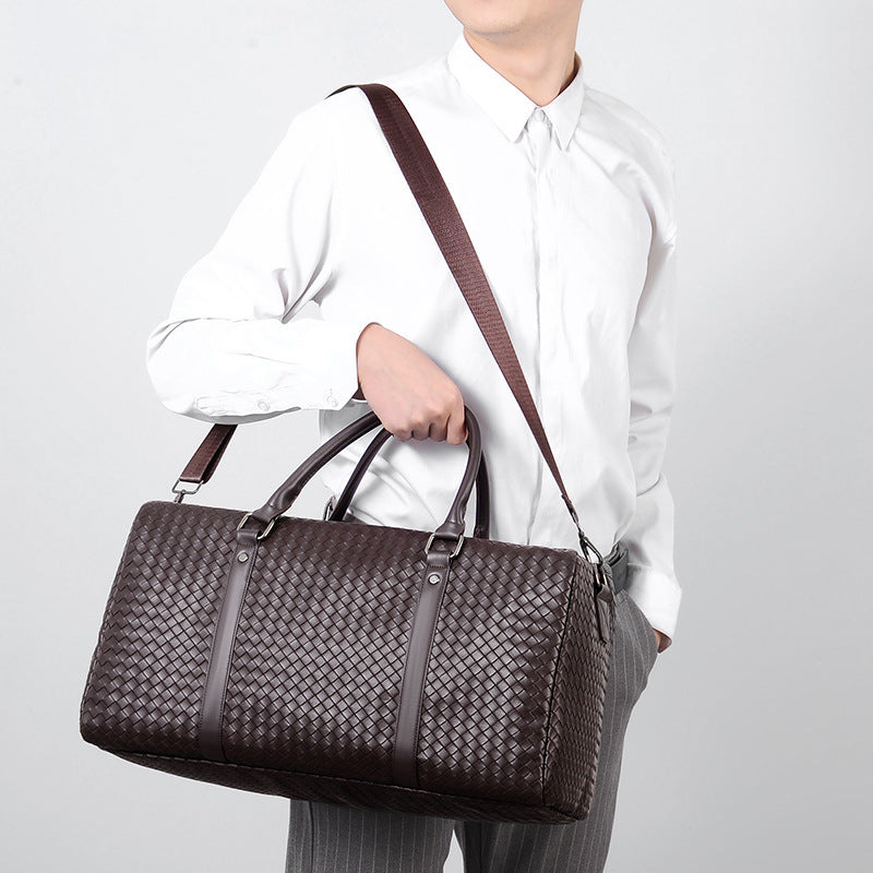 Woven Leather Travel Duffle Bag Kalsten