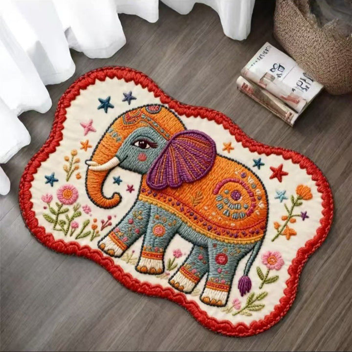 Embroidered Pumpkin-Themed Area Rug