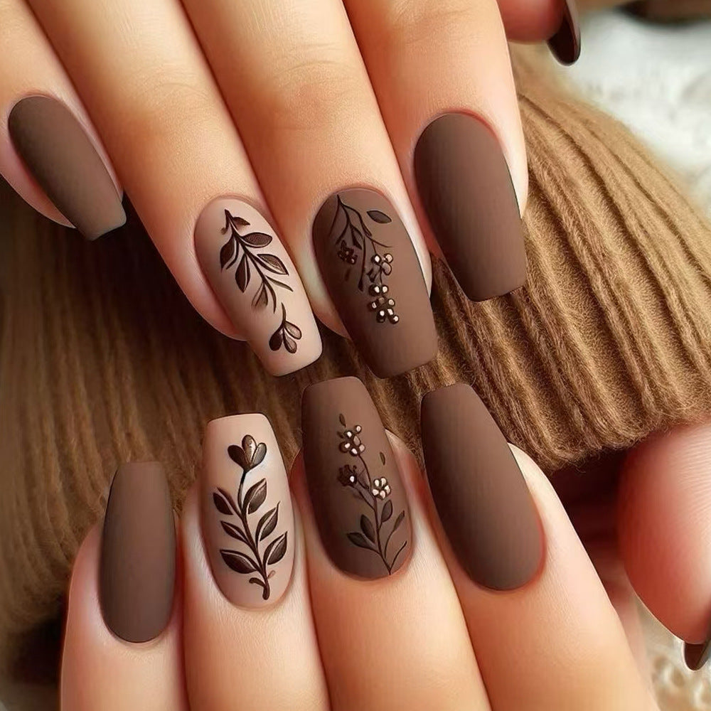 Elegant Floral Matte Press-On Nails Kalsten