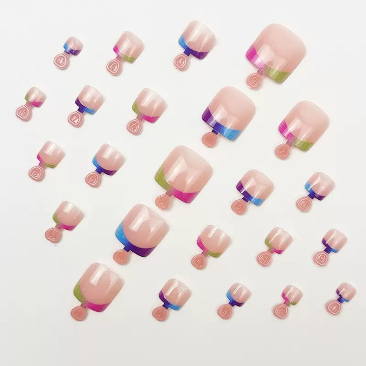 Artificial nail set with colorful gradient and trendy accents Kalsten