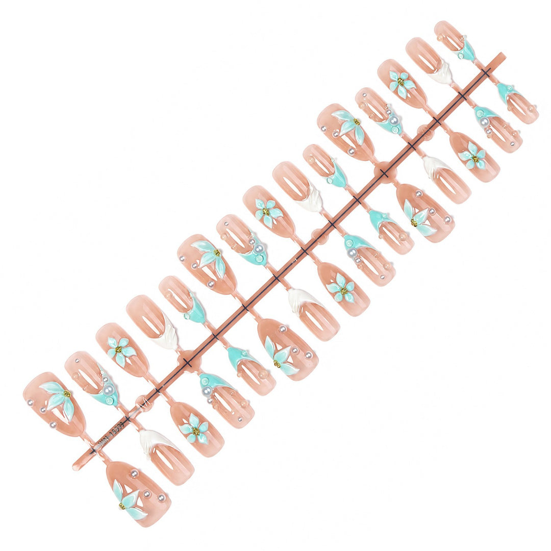 High-quality artificial nails with floral decorations Kalsten