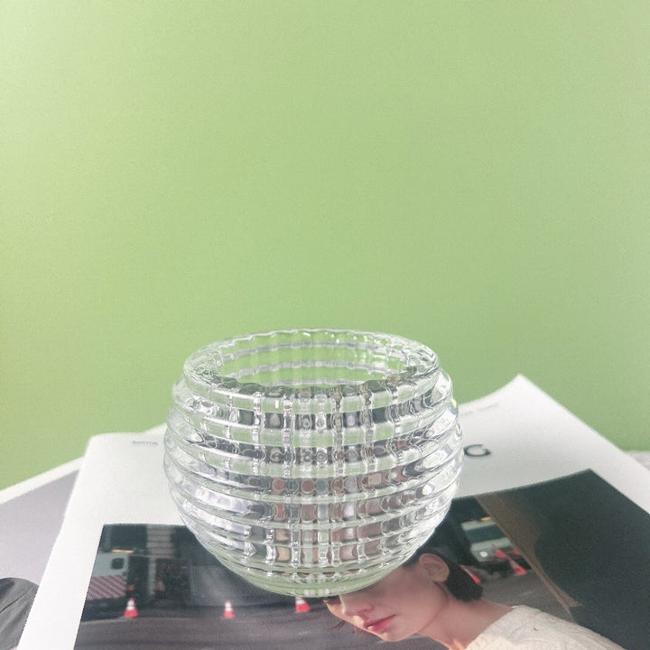 Round Ribbed Glass Votive Candle Holder for Tealights Kalsten