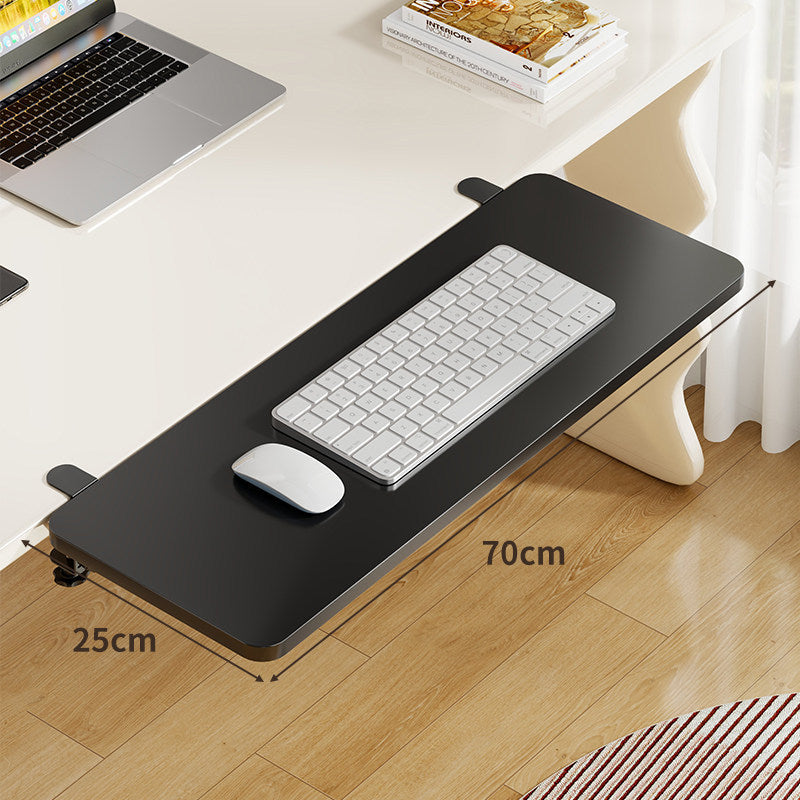 Under-Desk Bamboo Slide-Out Work Surface Clamp-Mounted Keyboard & Mouse Platform