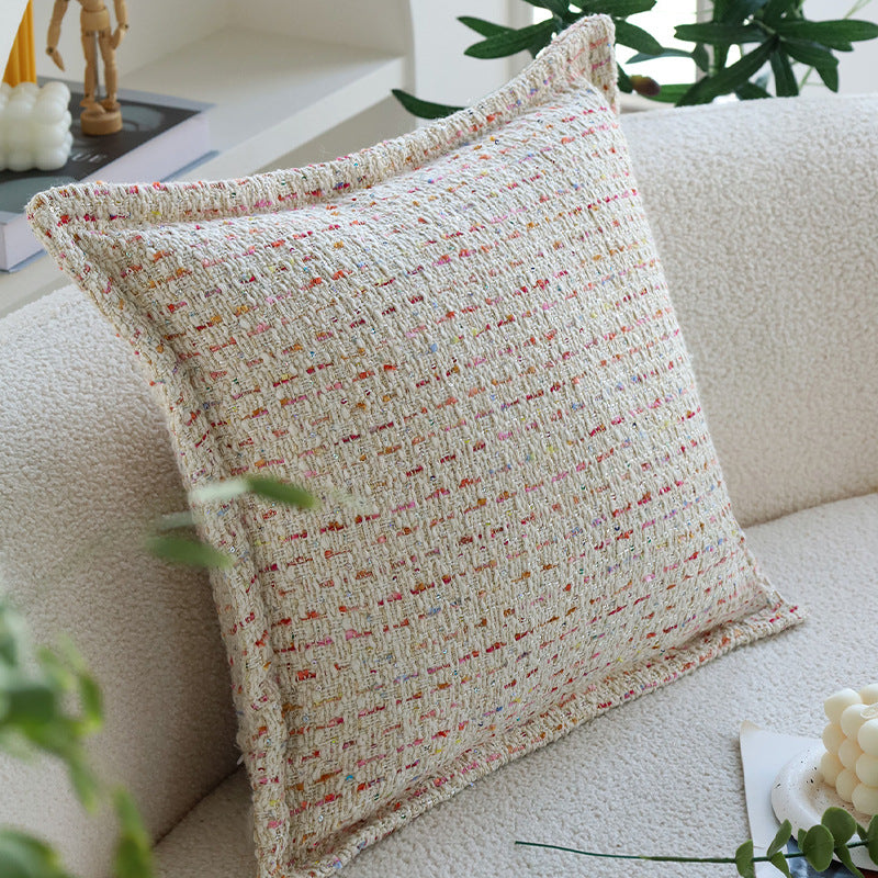 Square bouclé cushion cover in tweed style with subtle multicolor tufting Kalsten