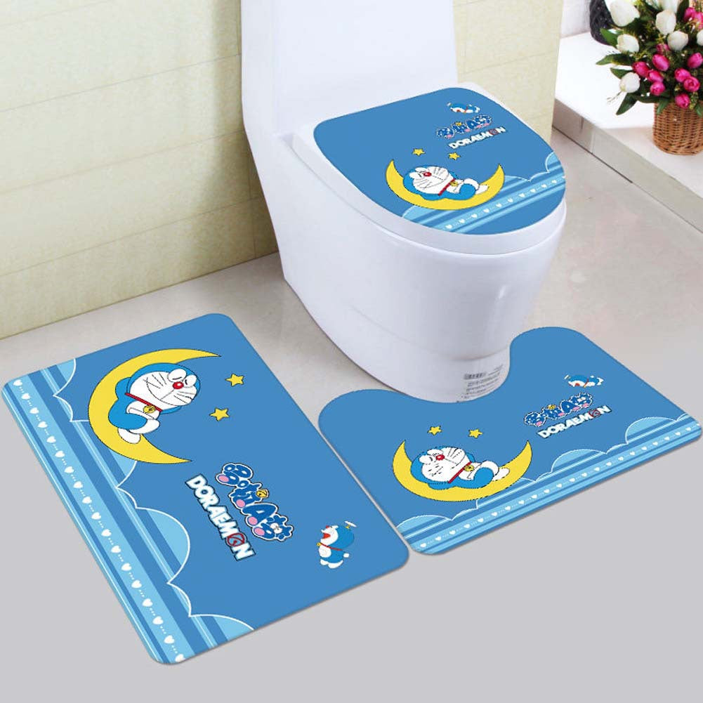 Floral Bunny-Themed Bath Mat Set