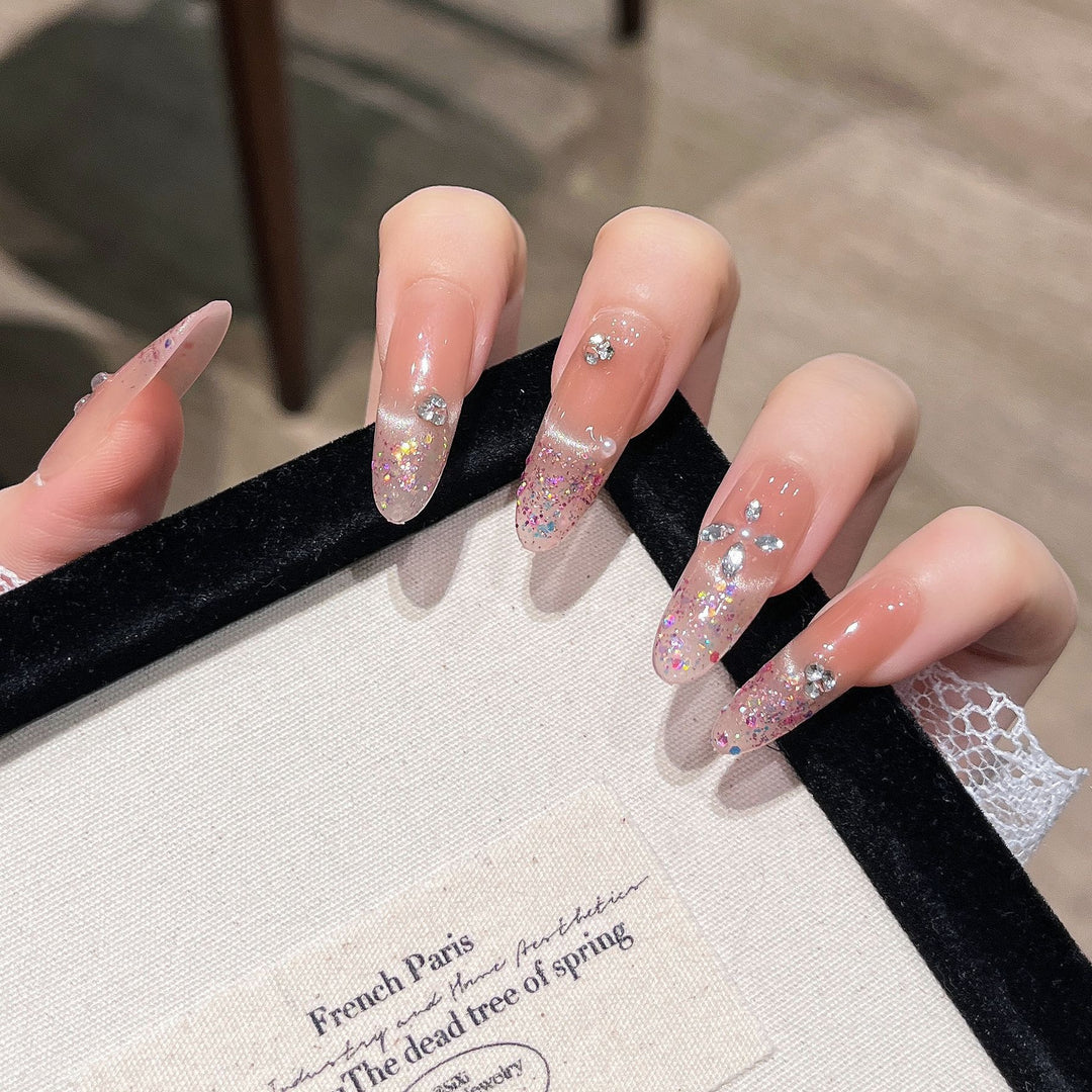 Elegant Glitter-Infused Press-On Nail Design Kalsten