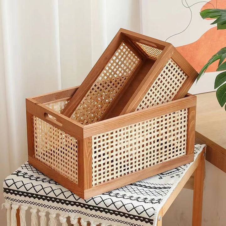 Natural Wooden Storage Bins Kalsten