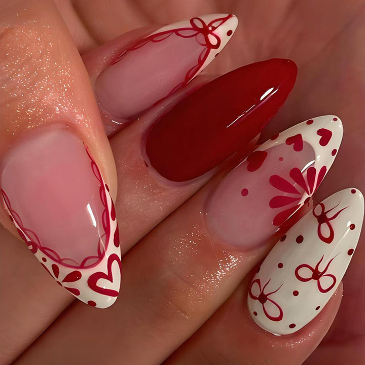 Artificial nail set with creative flower and diamond patterns Kalsten