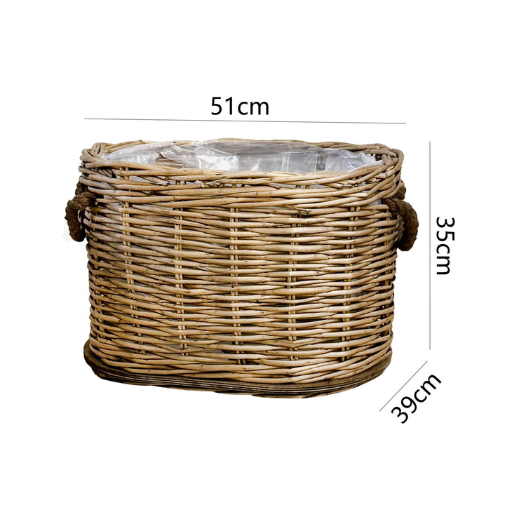 Rustic laundry basket with decorative handles Kalsten