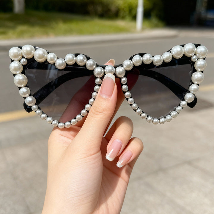 Decorative Pearl-Embellished Cat-Eye Sunglasses Kalsten