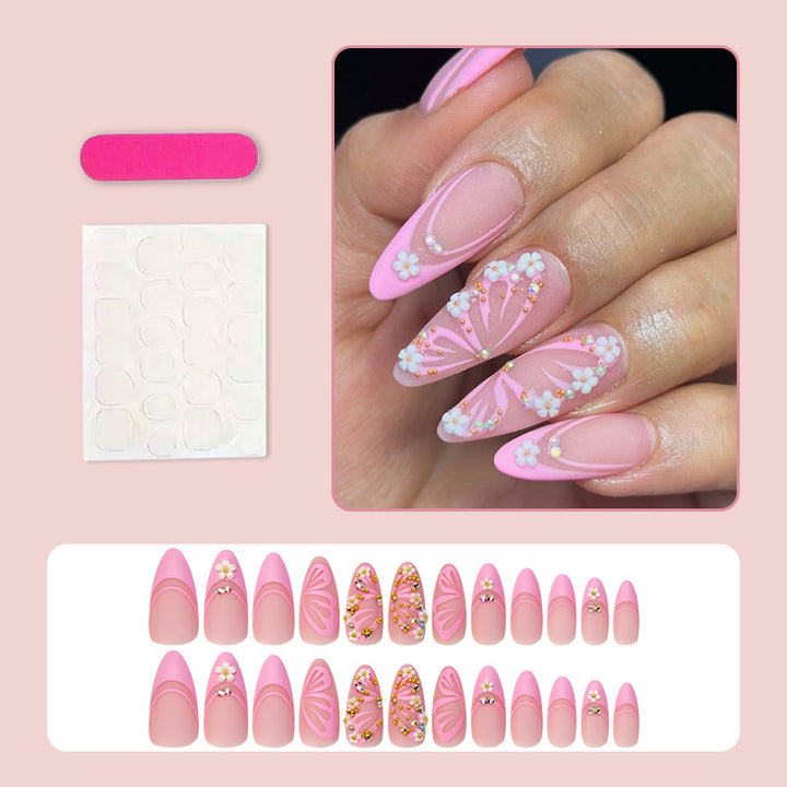 Acrylic nail set with elegant blue and nude color accents Kalsten