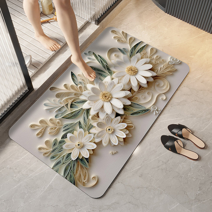 Soft Plush Floral Design Bath Mat