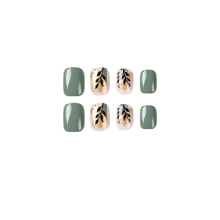 Artful Nail Extensions with Elegant Leaf Design Kalsten