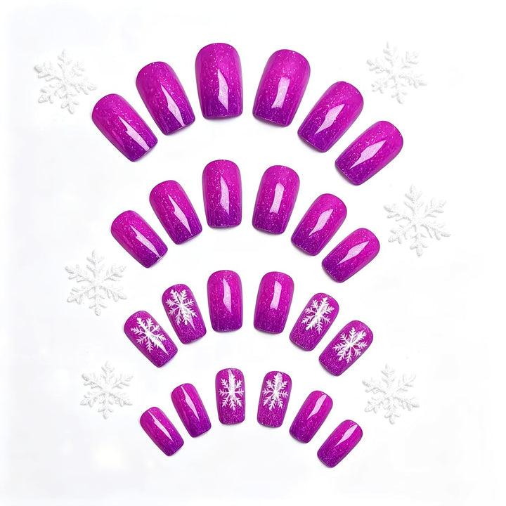 Glittering artificial nails with wintry snowflake design Kalsten