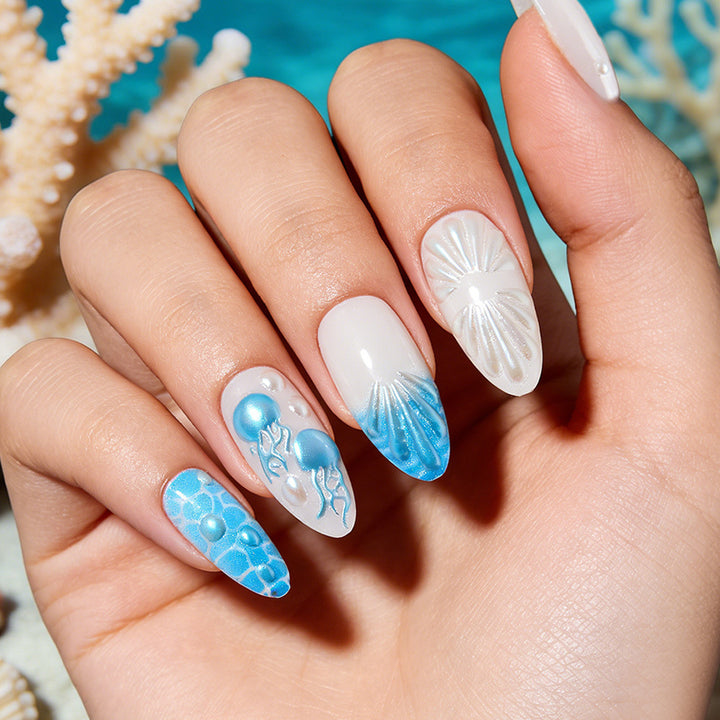 Artistic Seashell-Inspired Nail Art Set Kalsten