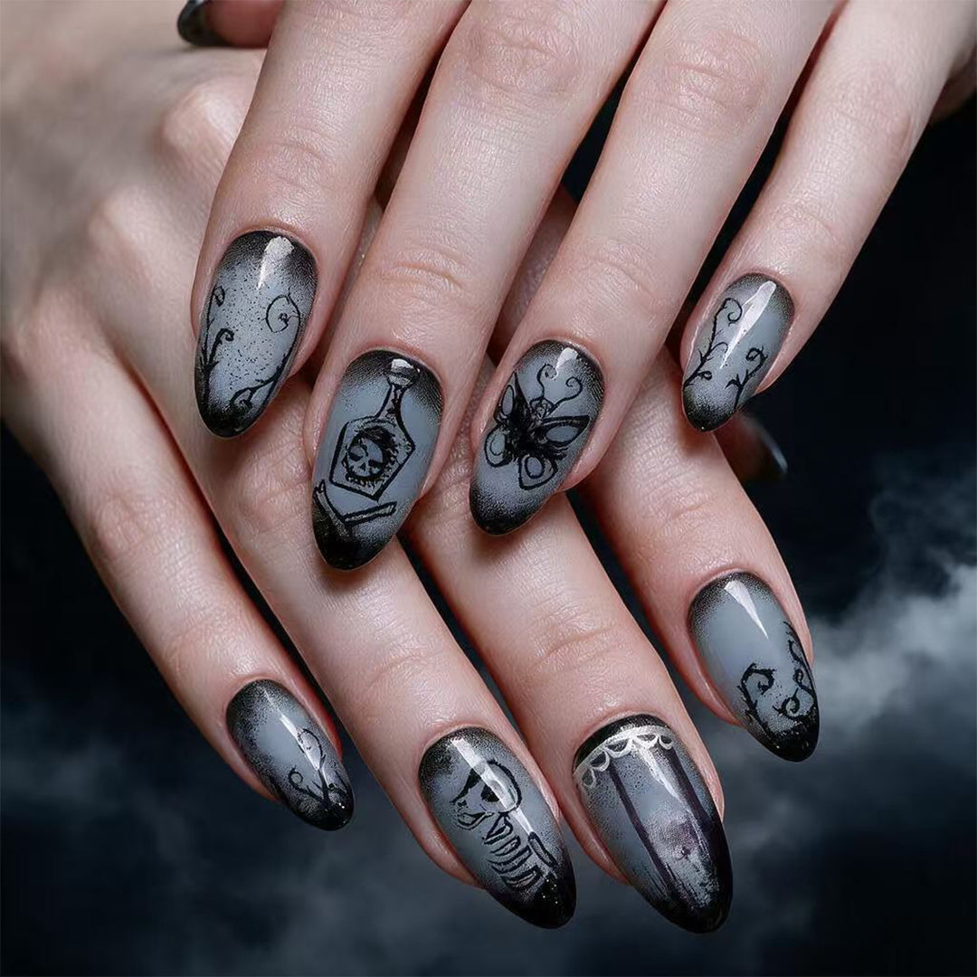 Creative Halloween Nail Art in Gothic Style Kalsten