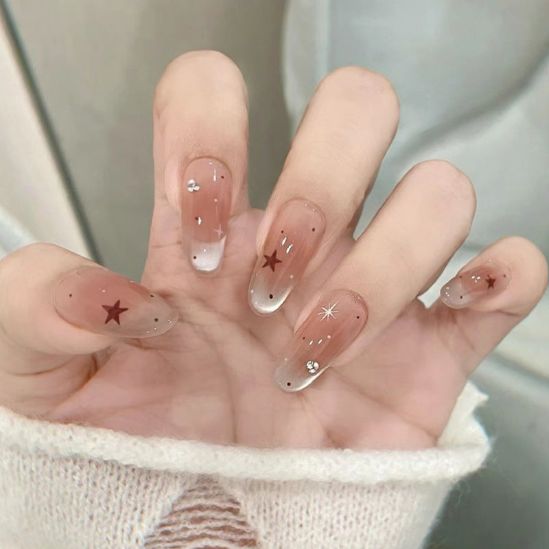 Elegant Press-On Nail Tips with Gold Accents Kalsten