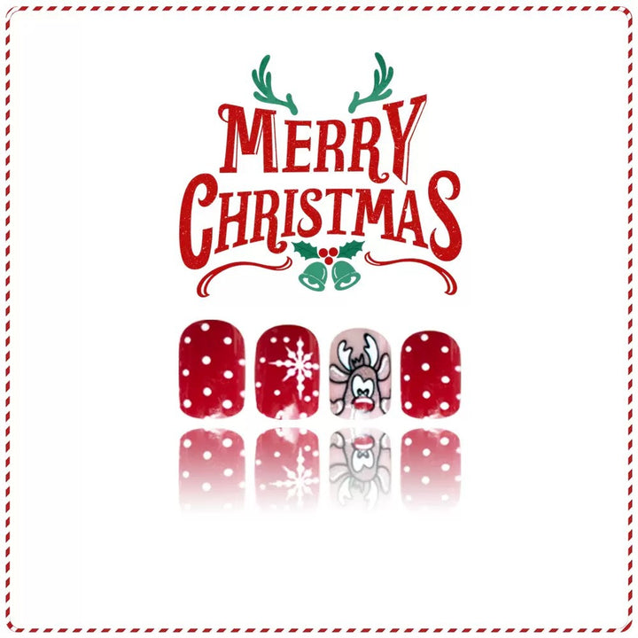 Christmas Art Nail Set with Lively Reindeer and Snowflake Designs Kalsten