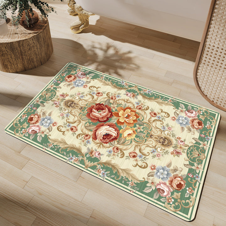 Elegant Vintage Floral Bath Mat Kalsten