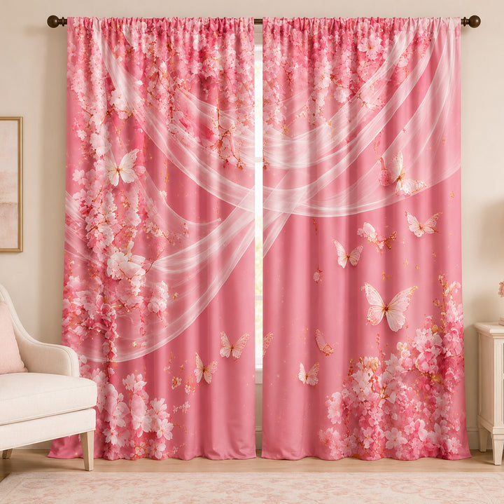 Butterfly-Patterned Decorative Curtains