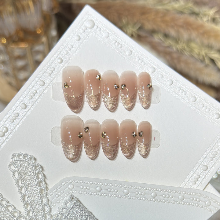 Elegant Glitter-Accent Press-On Nail Set Kalsten