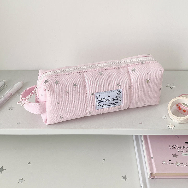 Star Patterned Canvas Pencil Case