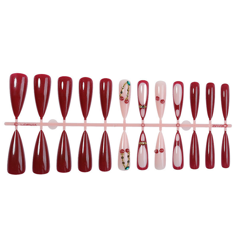 Artificial nail set with elegant red and pink design Kalsten