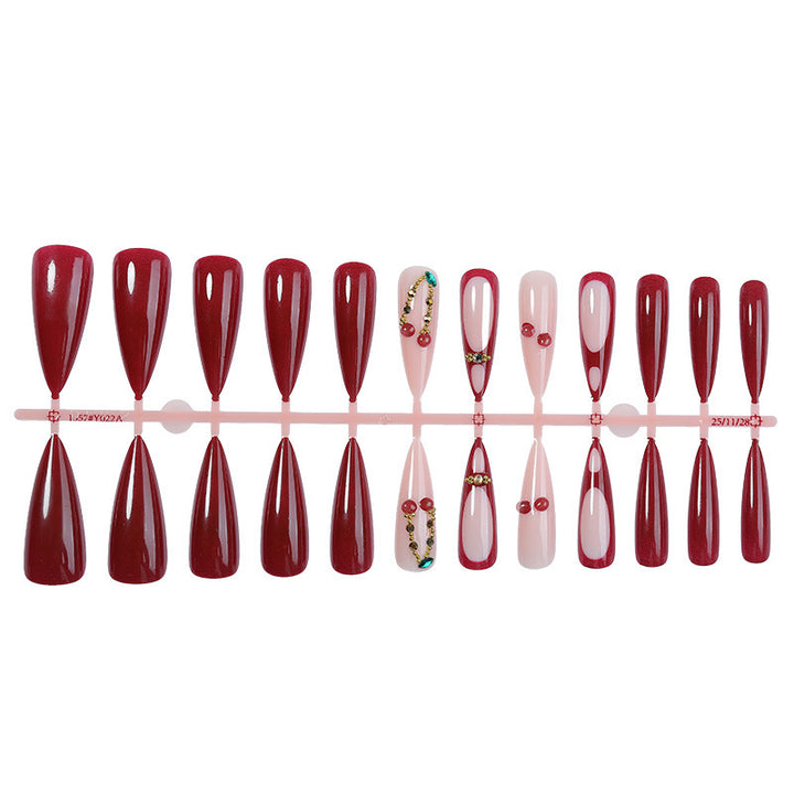 Artificial nail set with elegant red and pink design Kalsten