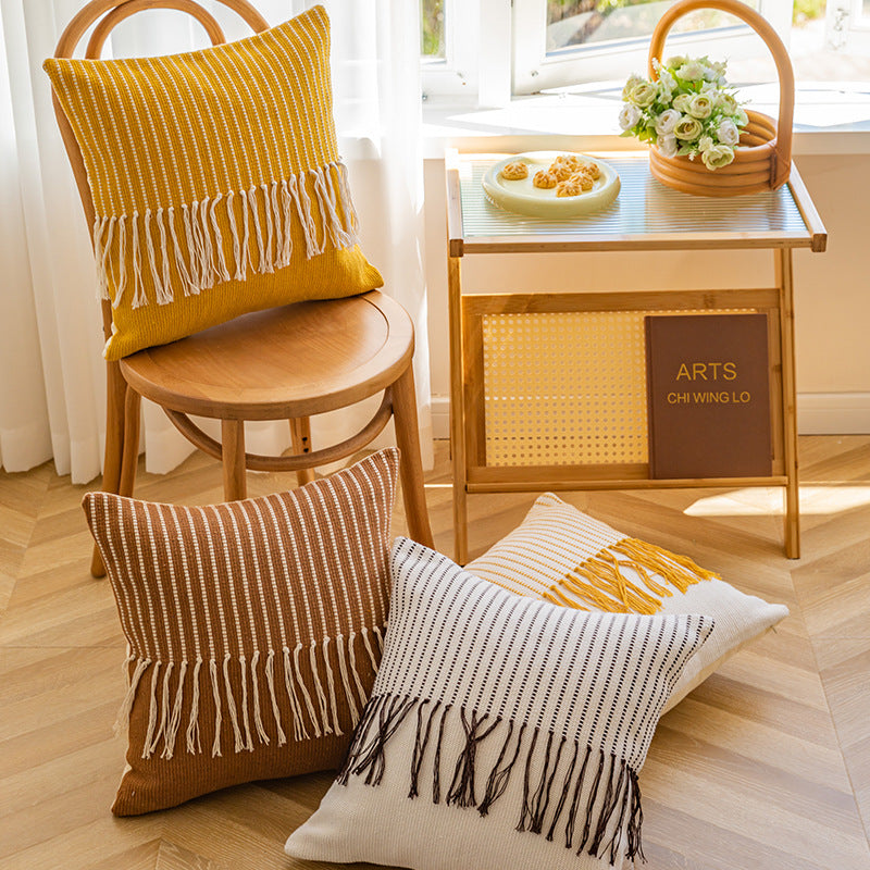 Textured Fringe Accent Pillow
